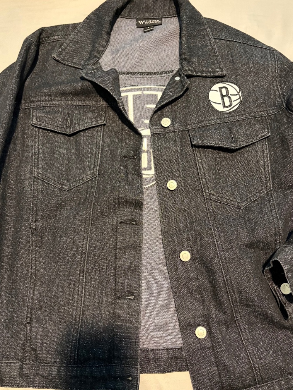 The Wild Collective black denim Brooklyn Nets jacket